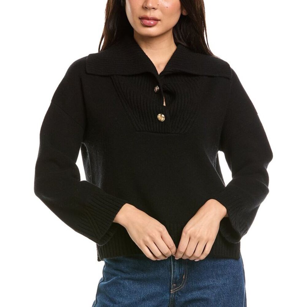 The Cashmere Project Womens  Sailor Collar 100% Cashmere Pullover, Black